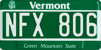 VT license plate NFX806