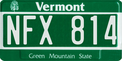 VT license plate NFX814