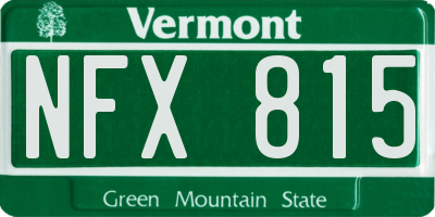 VT license plate NFX815