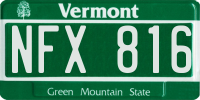 VT license plate NFX816