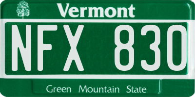 VT license plate NFX830