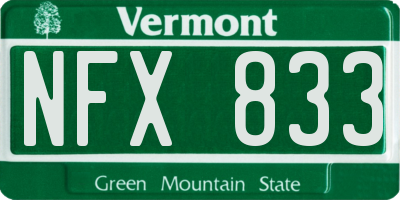 VT license plate NFX833