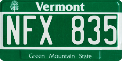 VT license plate NFX835