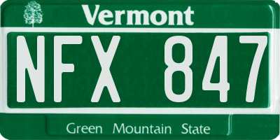 VT license plate NFX847