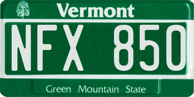 VT license plate NFX850
