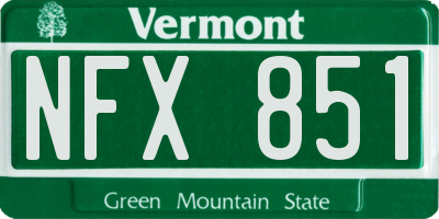 VT license plate NFX851