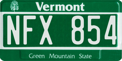 VT license plate NFX854