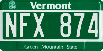 VT license plate NFX874