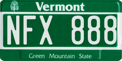 VT license plate NFX888
