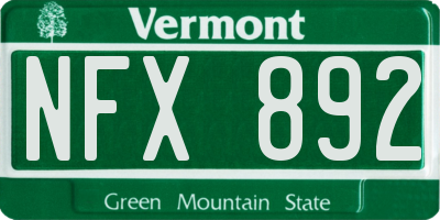 VT license plate NFX892