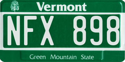 VT license plate NFX898