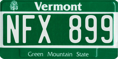 VT license plate NFX899