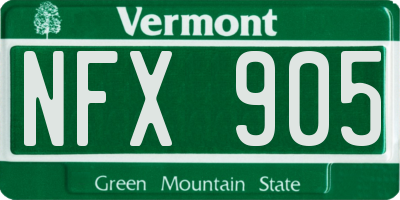 VT license plate NFX905