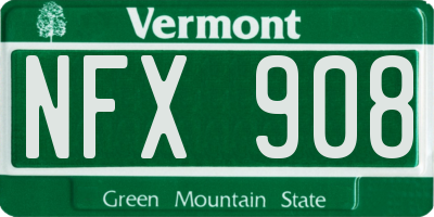 VT license plate NFX908