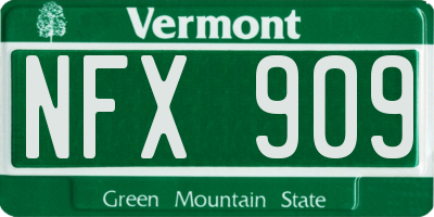 VT license plate NFX909