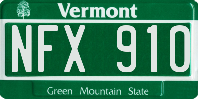 VT license plate NFX910
