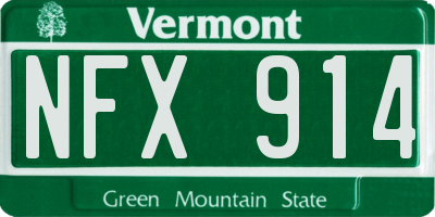 VT license plate NFX914