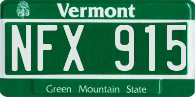 VT license plate NFX915