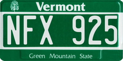 VT license plate NFX925