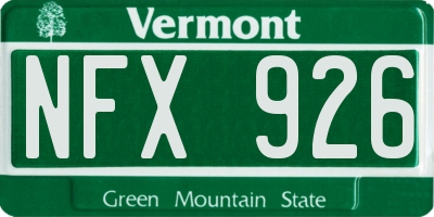 VT license plate NFX926