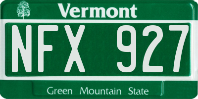 VT license plate NFX927