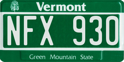 VT license plate NFX930