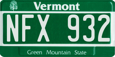 VT license plate NFX932