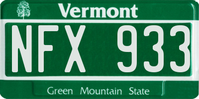 VT license plate NFX933
