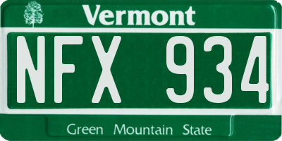 VT license plate NFX934