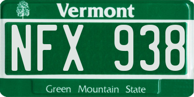 VT license plate NFX938