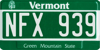 VT license plate NFX939