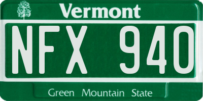 VT license plate NFX940