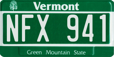VT license plate NFX941