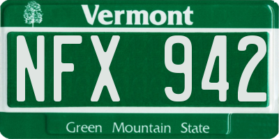 VT license plate NFX942