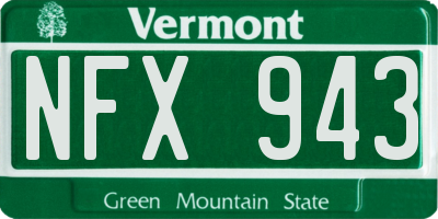 VT license plate NFX943