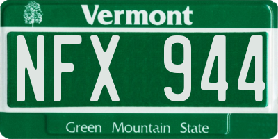 VT license plate NFX944