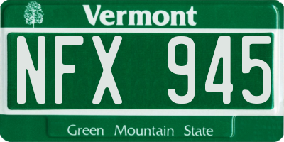 VT license plate NFX945
