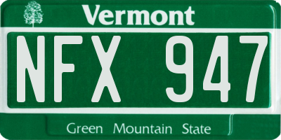 VT license plate NFX947