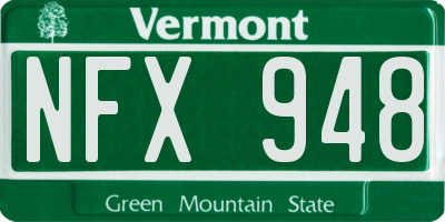 VT license plate NFX948