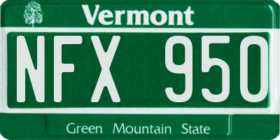 VT license plate NFX950