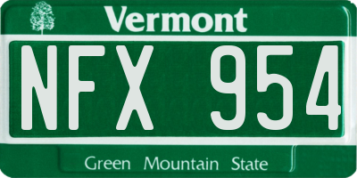 VT license plate NFX954