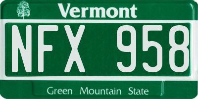 VT license plate NFX958