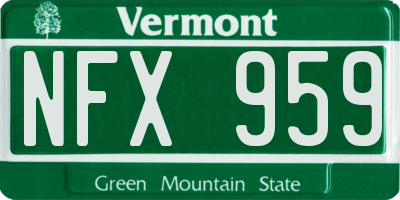VT license plate NFX959