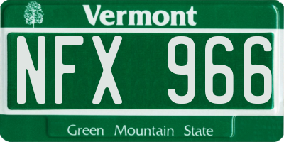 VT license plate NFX966