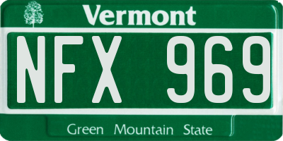 VT license plate NFX969