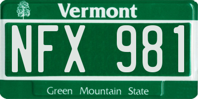 VT license plate NFX981