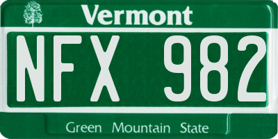 VT license plate NFX982