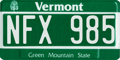 VT license plate NFX985