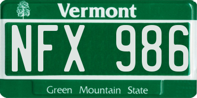 VT license plate NFX986