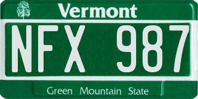 VT license plate NFX987
